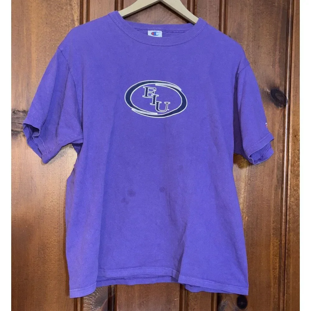 VTG 90s Champion Eastern Illinois University EIU Tee Large Purple‎ Black White - Picture 3 of 9